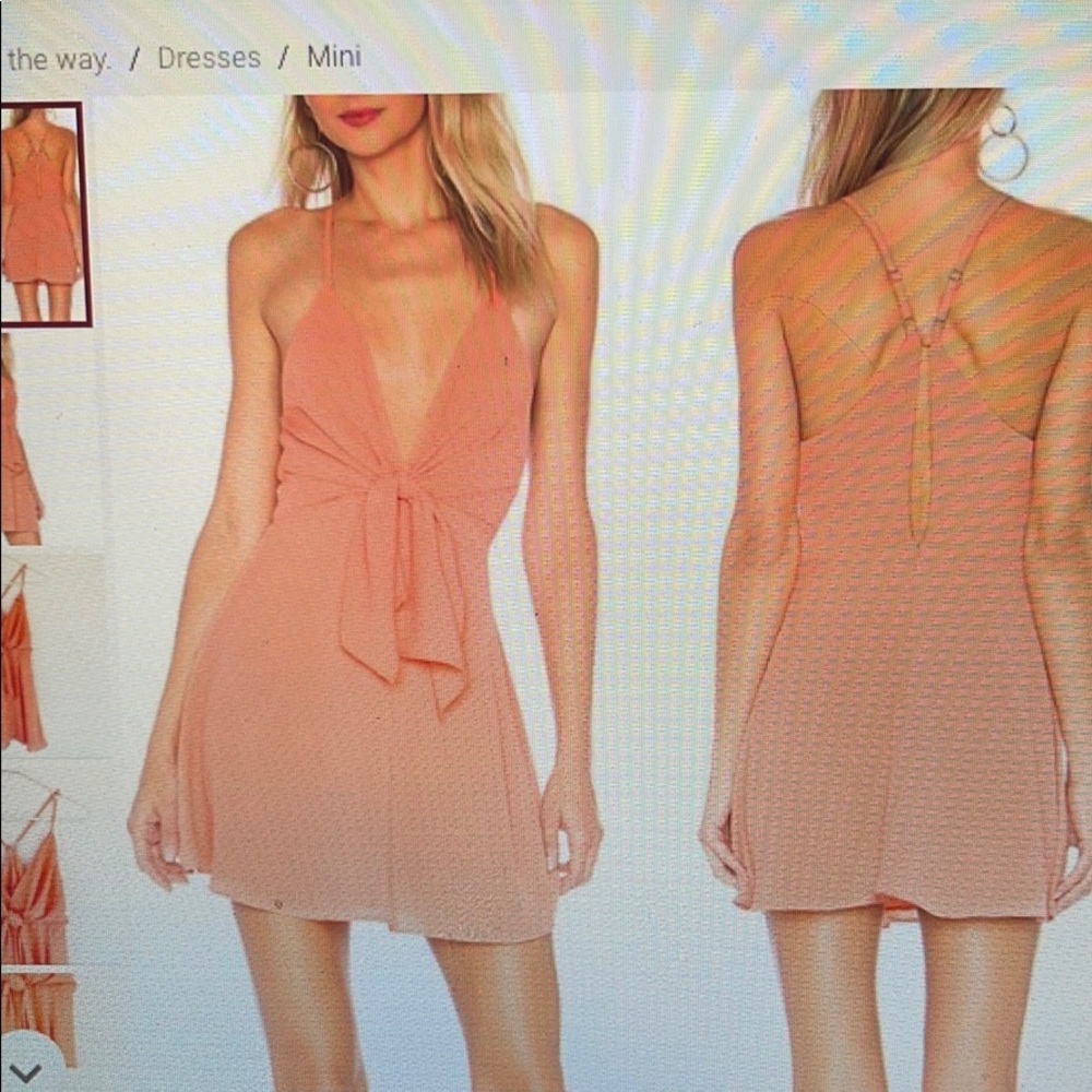 By The Way orange tie front mini dress